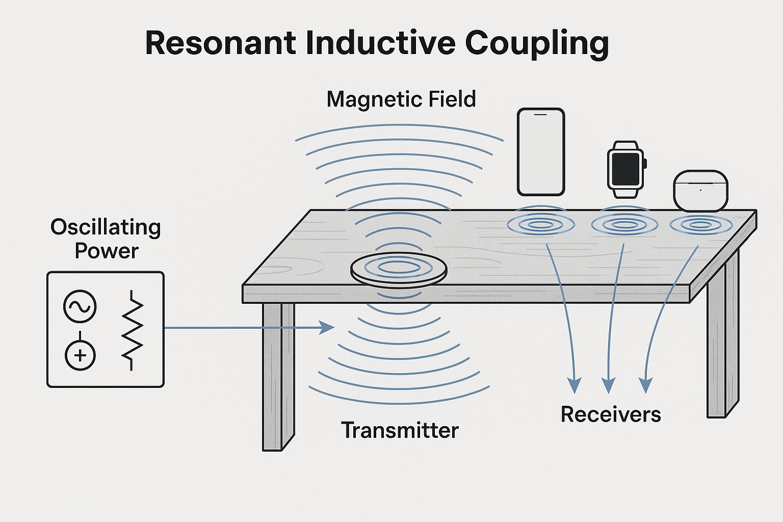 Diagram illustrating magnetic resonance coupling wireless charging system